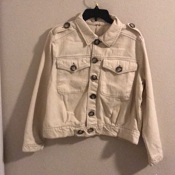 Free People Ivory Denim Jacket - Picture 2 of 8